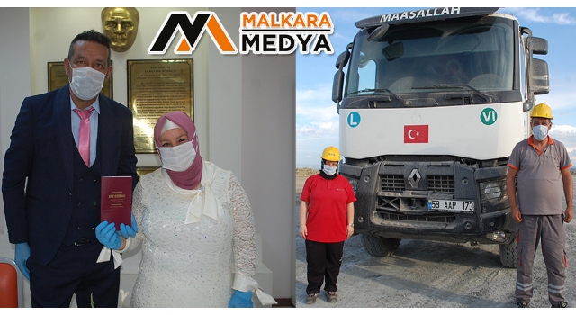 Malkara'da maden ocağında tanışan çift evlendi