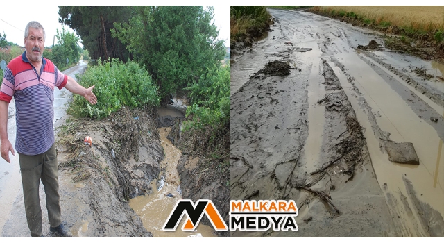 Malkara'da dere taştı, yollar bataklığa döndü