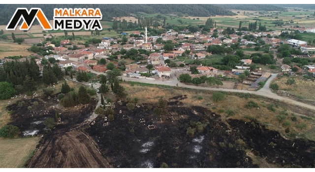 Tahliye edilen Kumköy mezarlığı alevlere teslim oldu