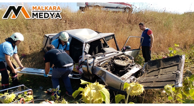 Malkara'da otomobil hurdaya döndü: 2 ağır yaralı