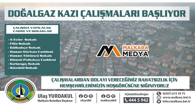 Malkara’da Doğal Gaz Kazı Çalışmaları Başlıyor