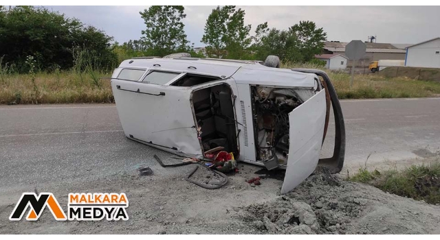 Malkara’da otomobil devrildi: 1 yaralı