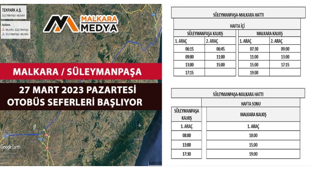 TEKULAŞ Hizmeti 27 Mart 2023 Pazartesi Gününden İtibaren Malkara’da Başlıyor