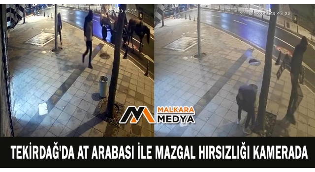 Tekirdağ'da at arabası ile mazgal hırsızlığı kamerada