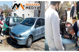 Malkara'da kovayı kaptı, otomobili kül olmaktan kurtardı