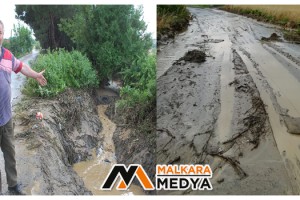 Malkara'da dere taştı, yollar bataklığa döndü