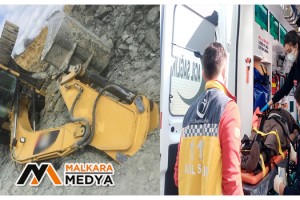 Malkara'da maden ocağında iş makinesi devrildi, operatör yaralandı