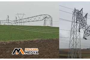 Tekirdağ’da fırtına elektrik direklerini devirdi