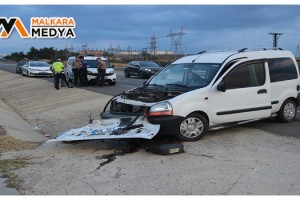 Malkara’da hafif ticari araç su kanalına çarptı: 2 yaralı