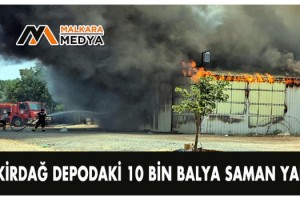 Tekirdağ'da depodaki 10 bin balya saman yandı