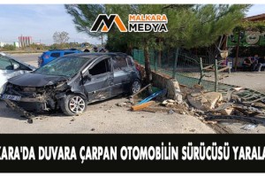 Malkara'da duvara çarpan otomobilin sürücüsü yaralandı