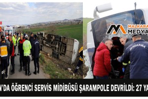 Keşan’da öğrenci servis midibüsü şarampole devrildi: 27 yaralı